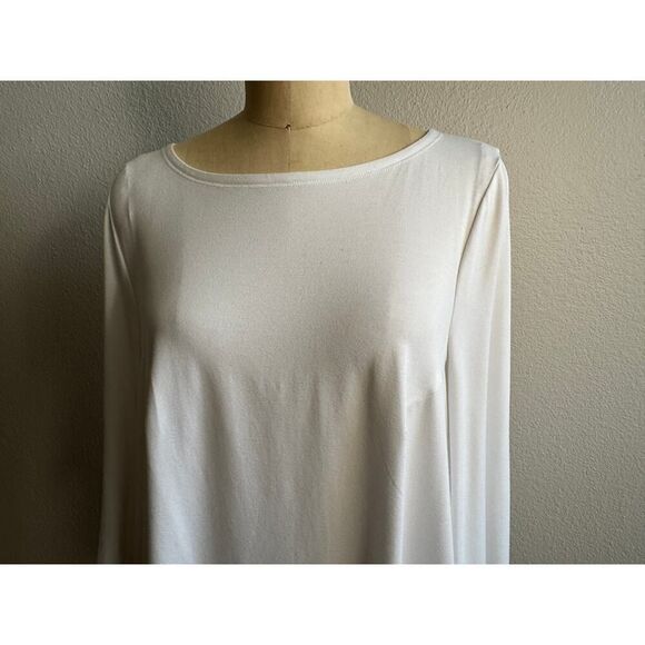 Eileen Fisher White‎ Viscose Shirt A-Line Tunic Sz Large Flare Sleeves EUC Soft - Picture 2 of 4